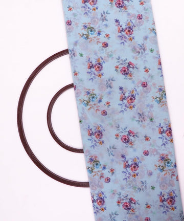 light blue peach floral print viscose georgette fabric